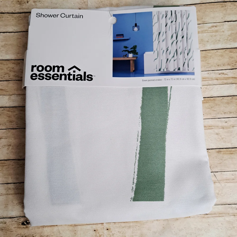 Room Essentials Abstract Green and White Shower Curtain